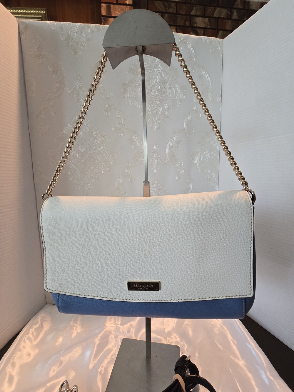 Kate Spade Two-Tone White and Blue Shoulder Bag